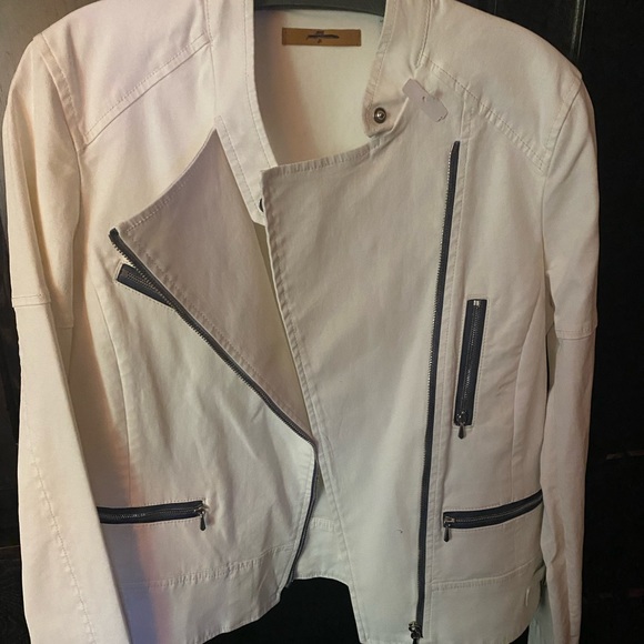 7 for all mankind white motorcycle jacket size small - Picture 3 of 3